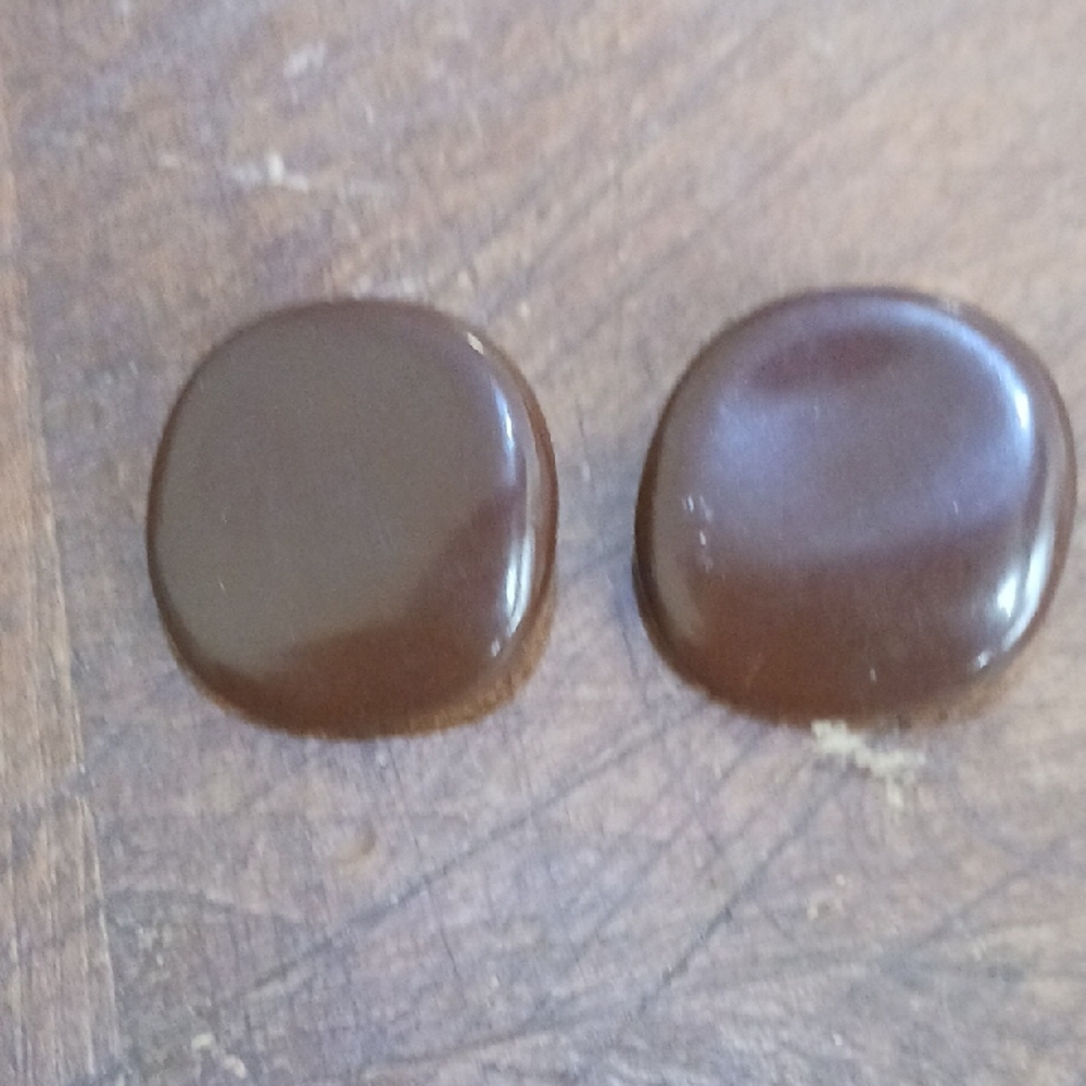 Brown Square Clip-on Earrings